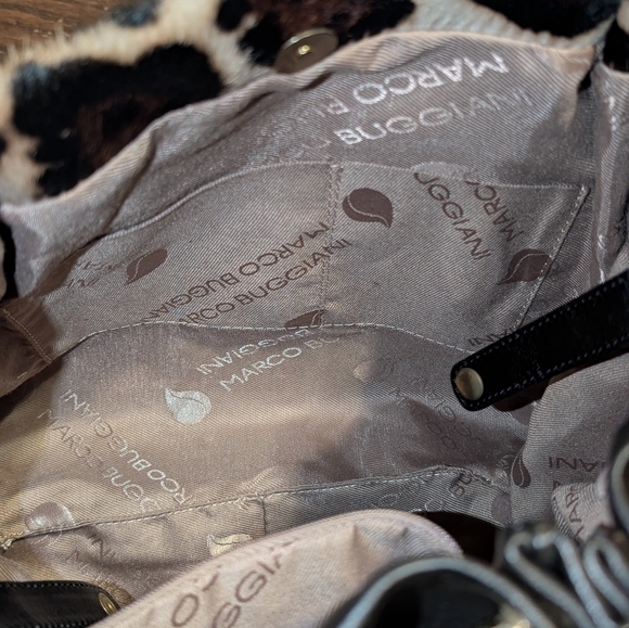 NWT Marco Buggiani Leather and Leopard Print Hide Hobo Shoulder Bag - Picture 8 of 9